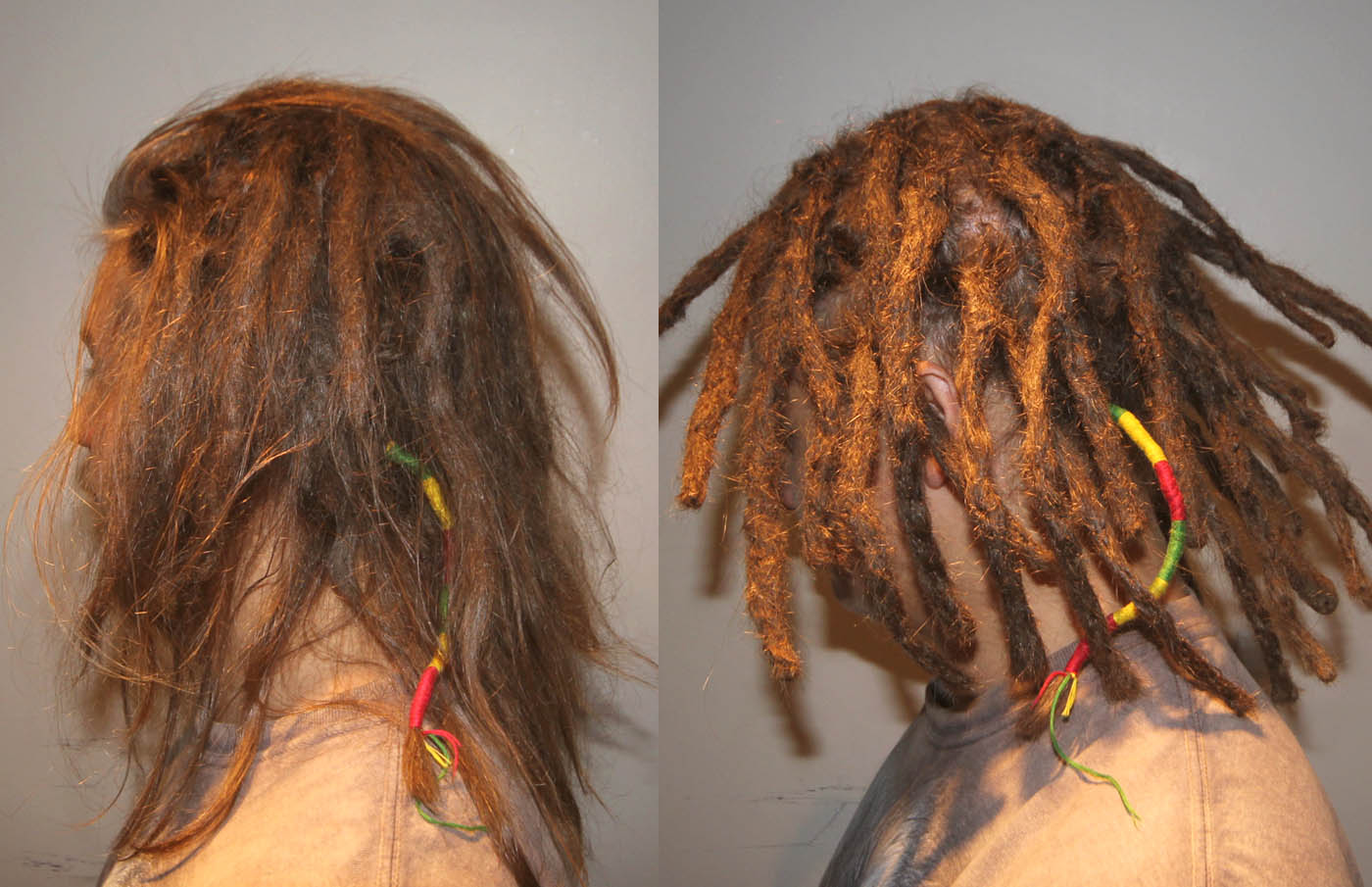 Etienne with dreadlocks, before and after fixed by Dreads MTL.